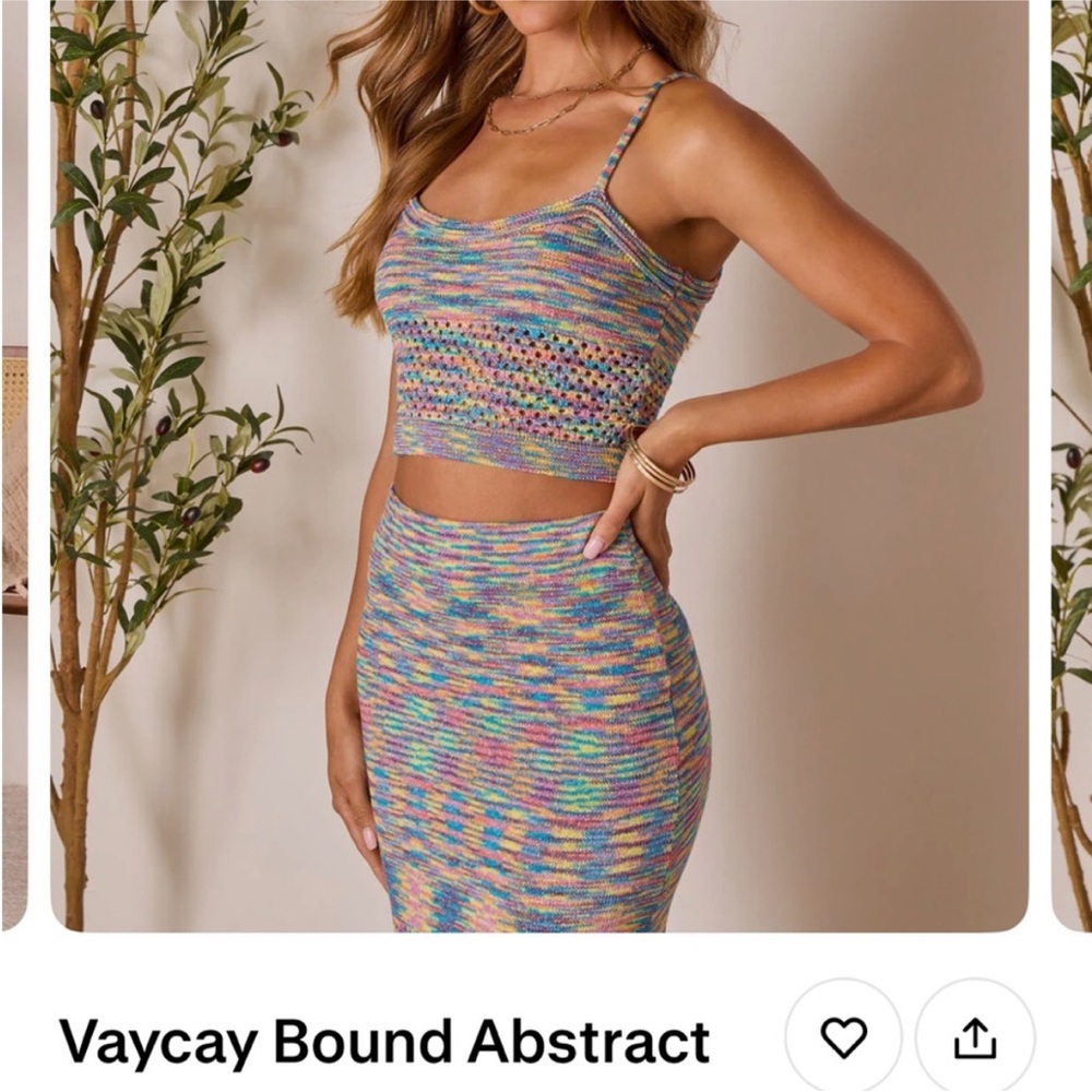 Multicolor Knit Midi Skirt Set - Picture 2 of 6